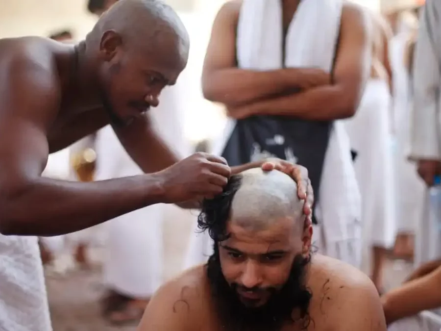 Hair offerings after head shaving during the Hajj